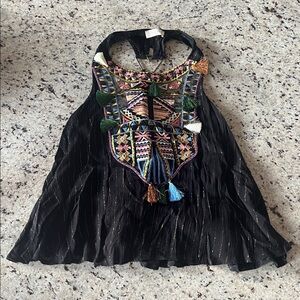 New - Altar'd State Black and Gold Striped Top